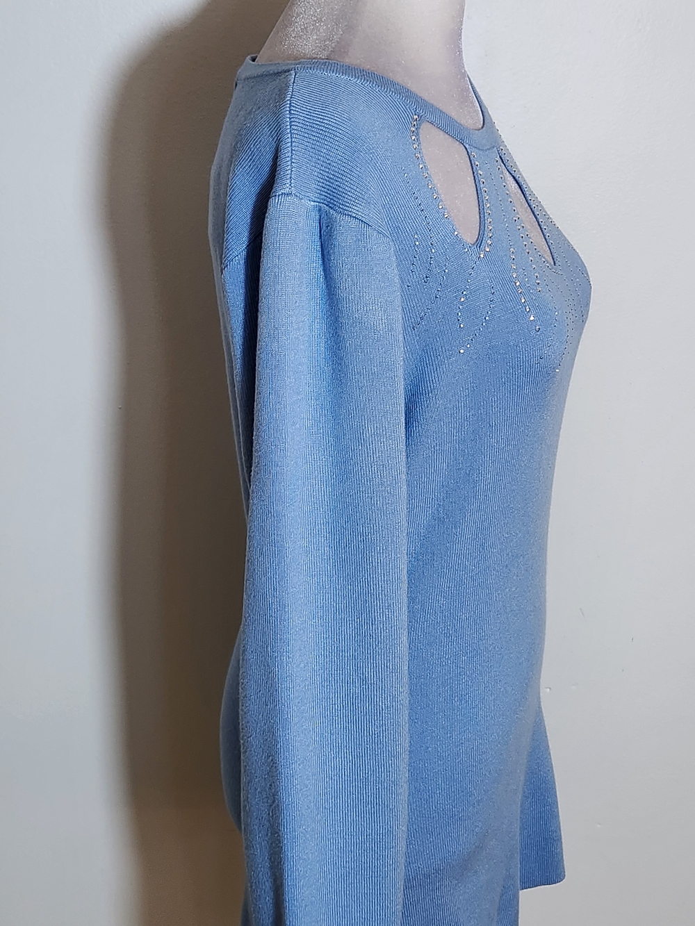 Ashley Stewart Light Blue Cut-Out Sweater Size 14/16 NWT - Picture 3 of 7